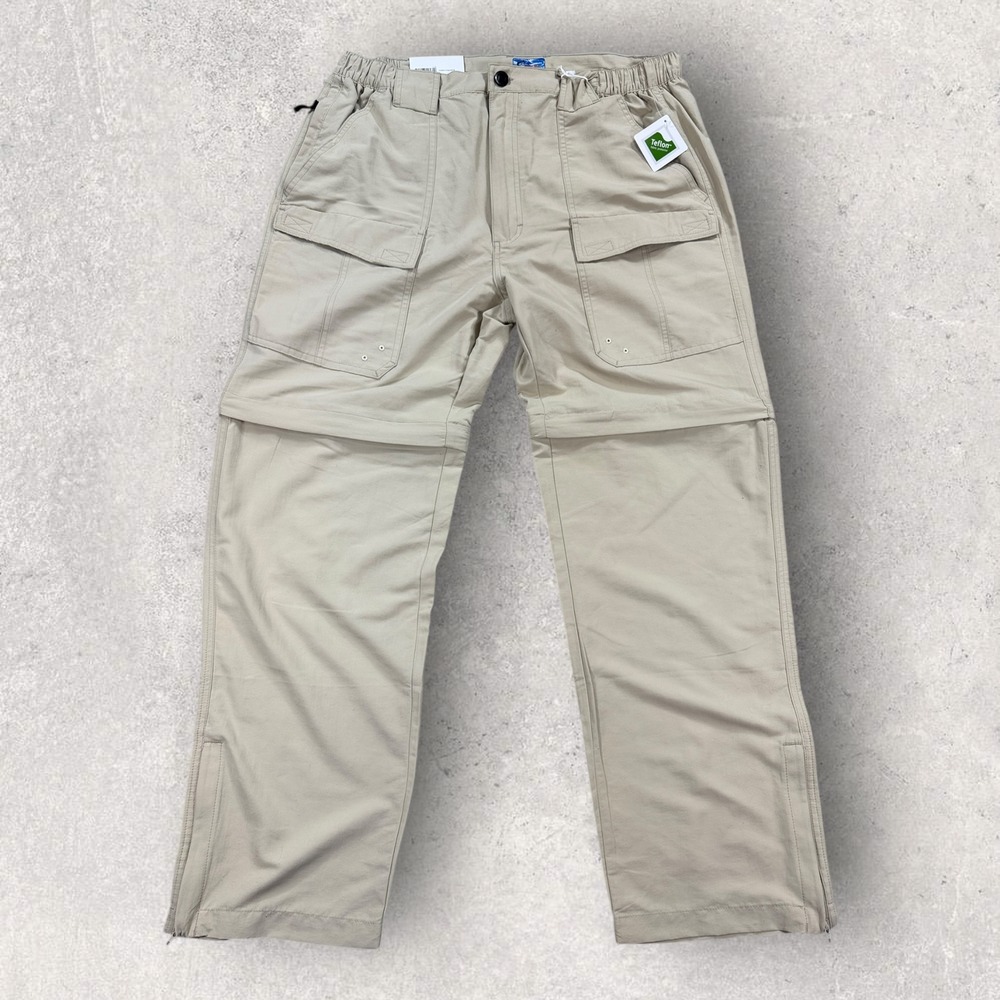 World Wide Sportsman Convertible Cargo Pants Mens Hiking Fishing Beige NEW